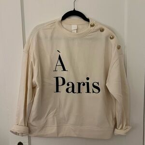 Paris Embroidered Gold Button Sweatshirt